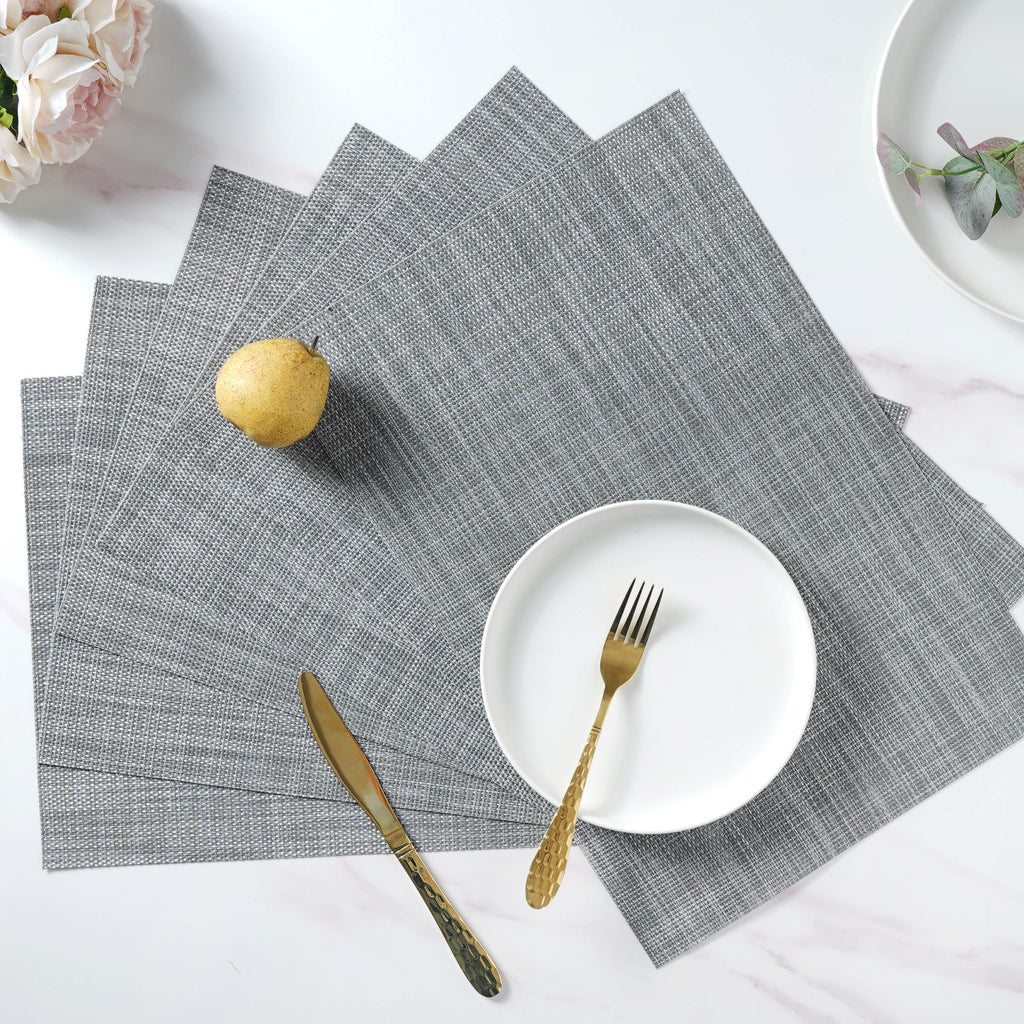 White-grey PVC Table Mat Set of 6 Nestasia
