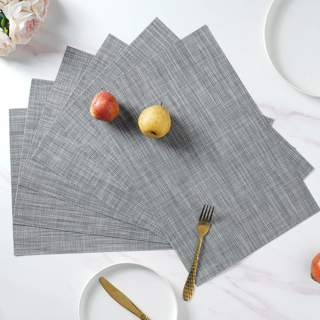 White-grey PVC Table Mat Set of 6 Nestasia