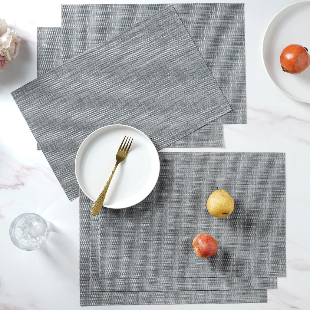 White-grey PVC Table Mat Set of 6 Nestasia
