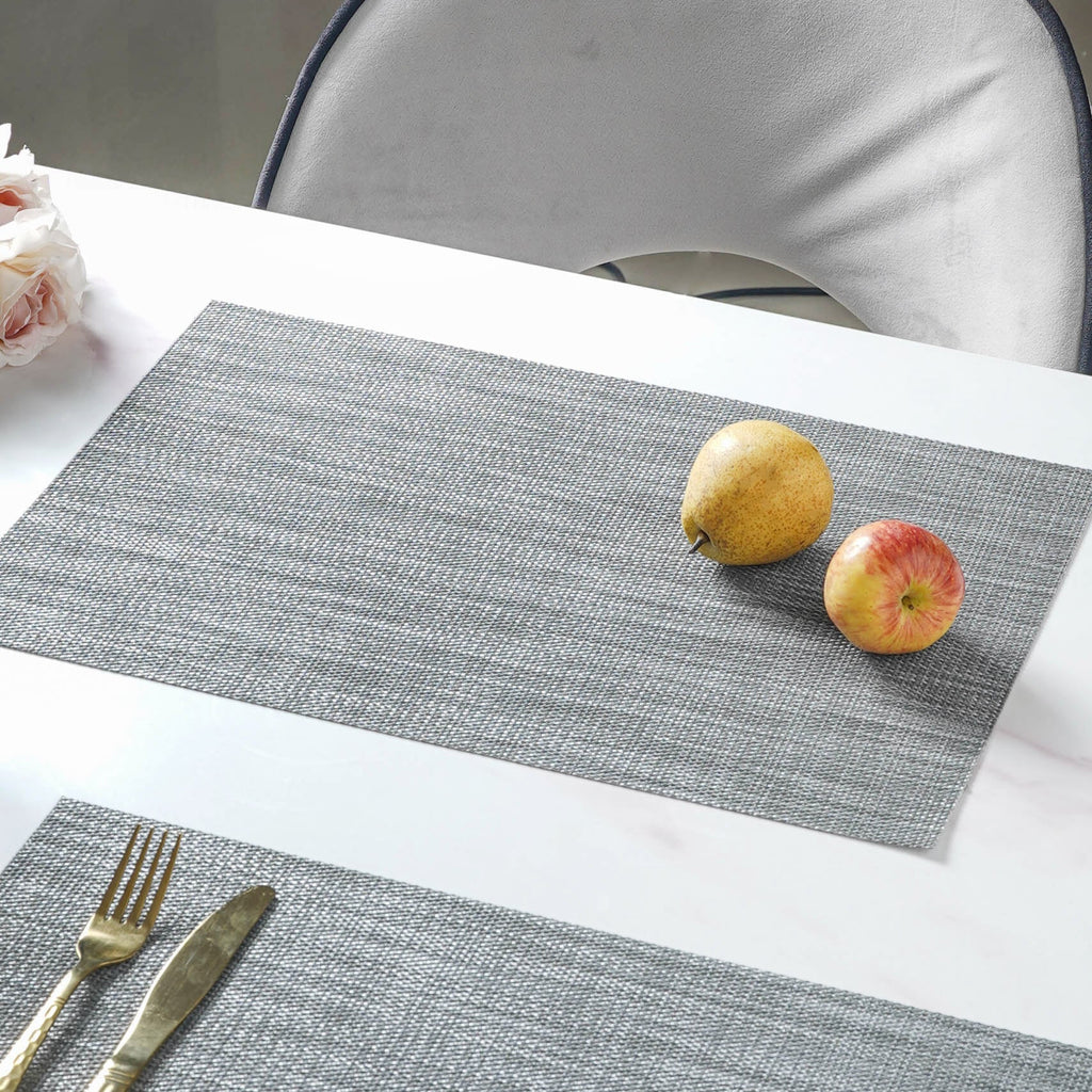 White-grey PVC Table Mat Set of 6 Nestasia