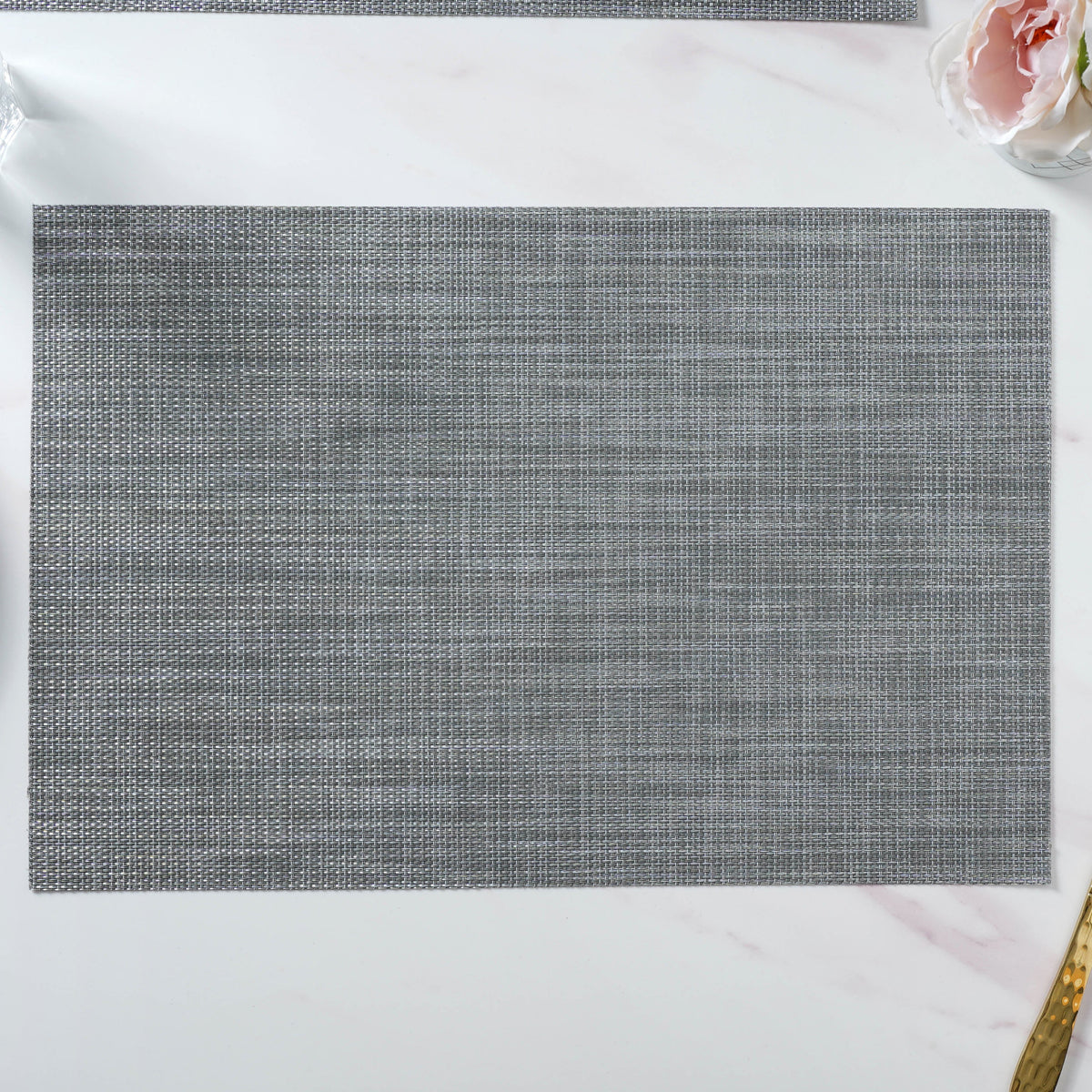 White-grey PVC Table Mat Set of 6 Nestasia
