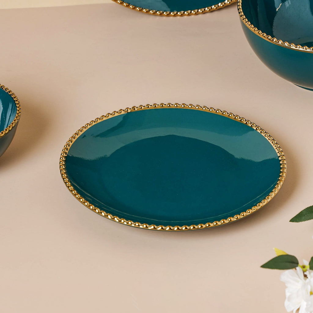 Green And White Elysian 22 Piece Dinnerware For 6 Nestasia