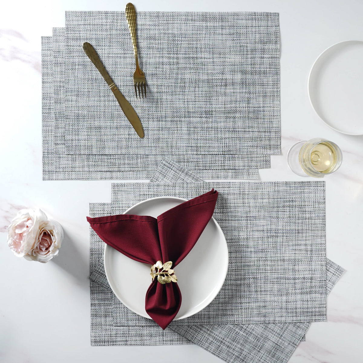 Grey PVC Table Mat Set of 6 Nestasia