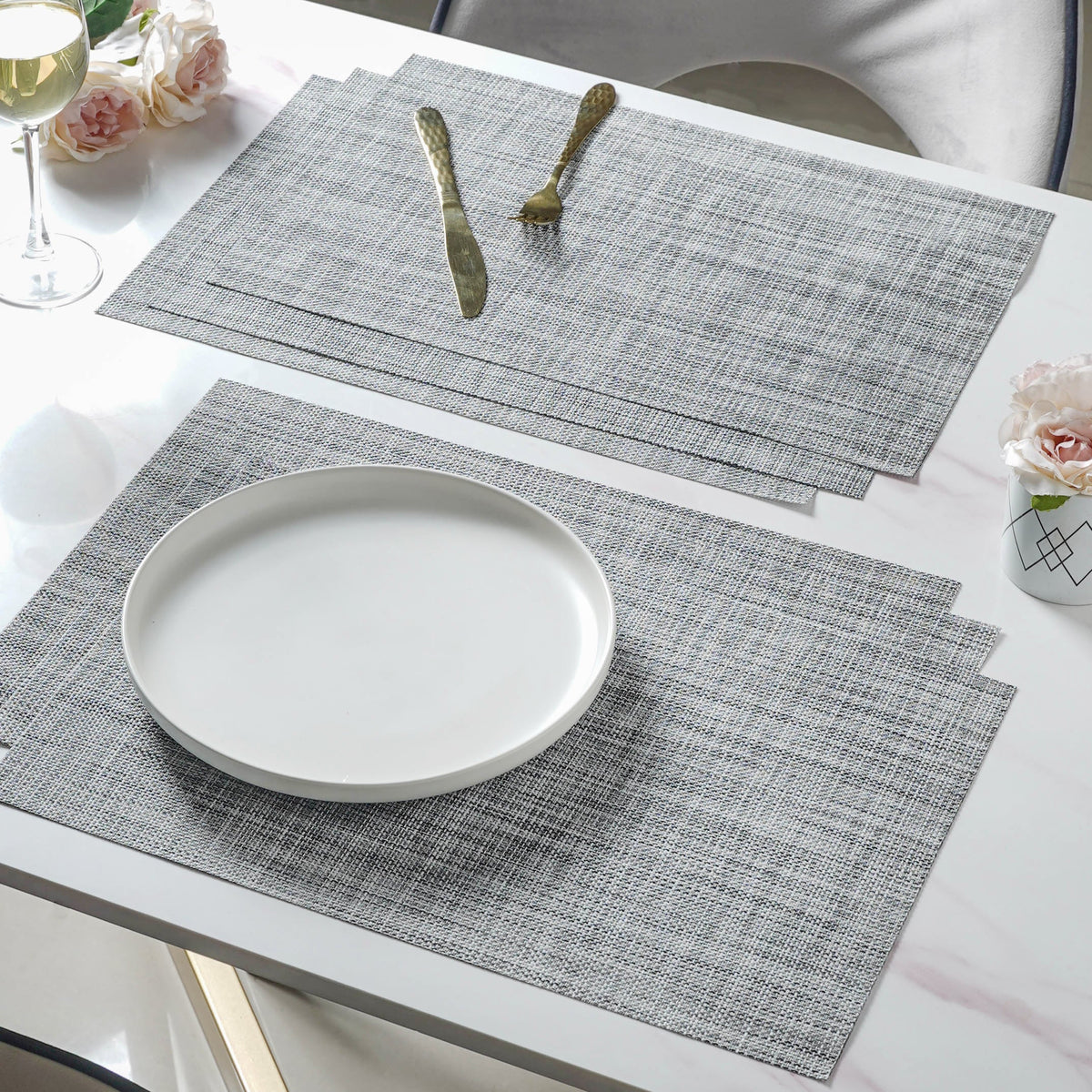 Grey PVC Table Mat Set of 6 Nestasia