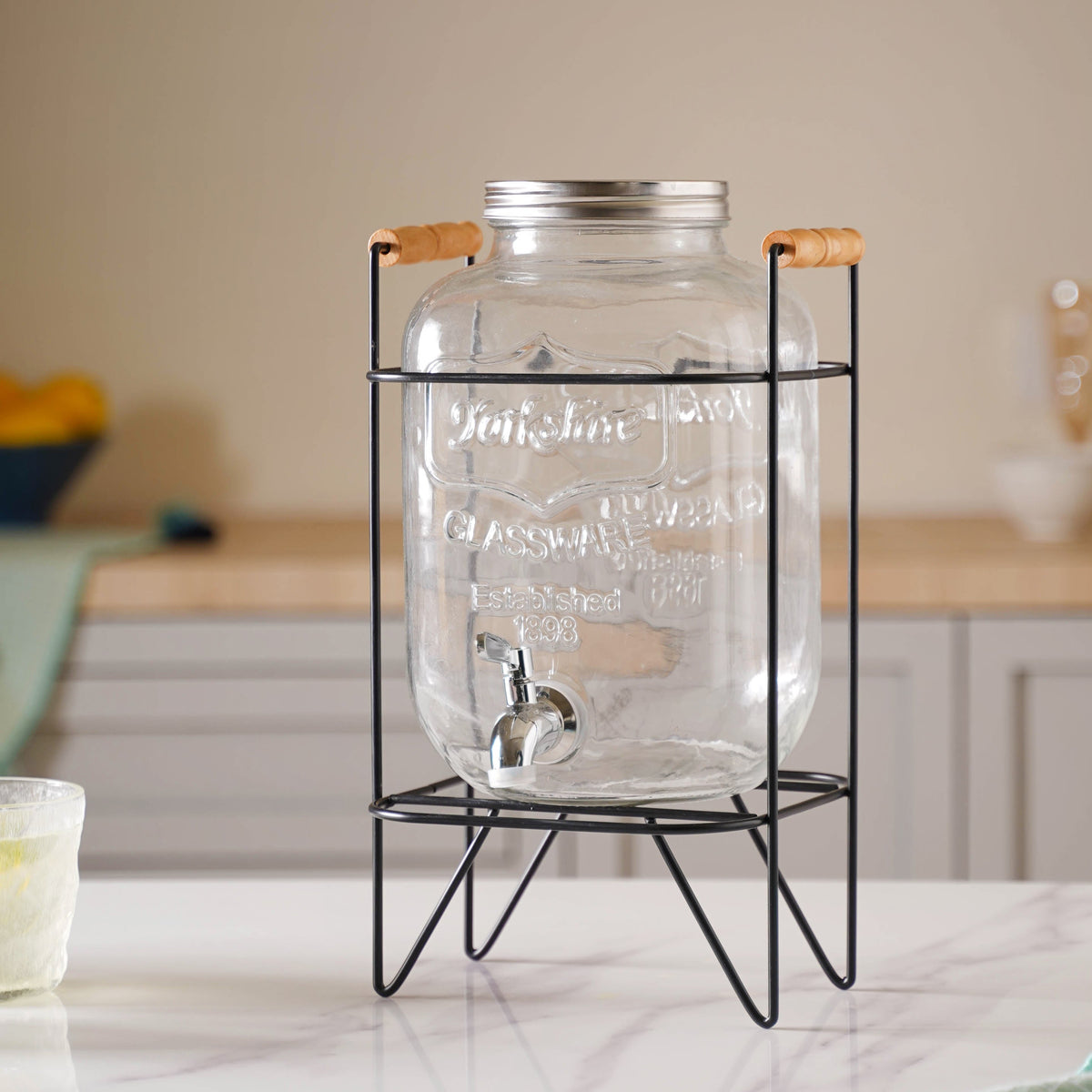 Glass Drink Dispenser With Stand Nestasia