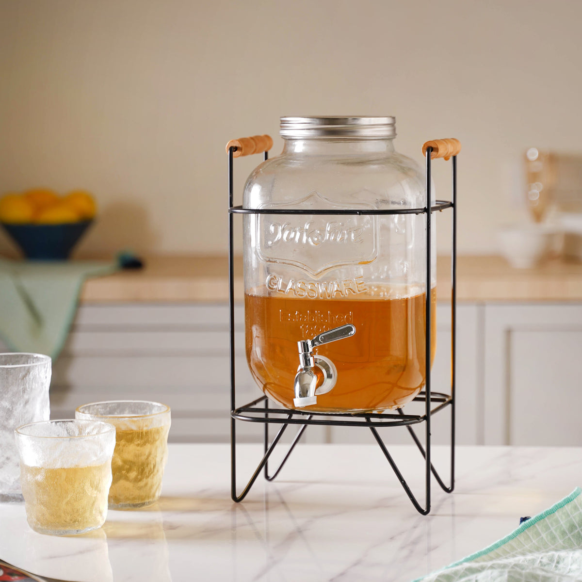 Glass Drink Dispenser With Stand Nestasia