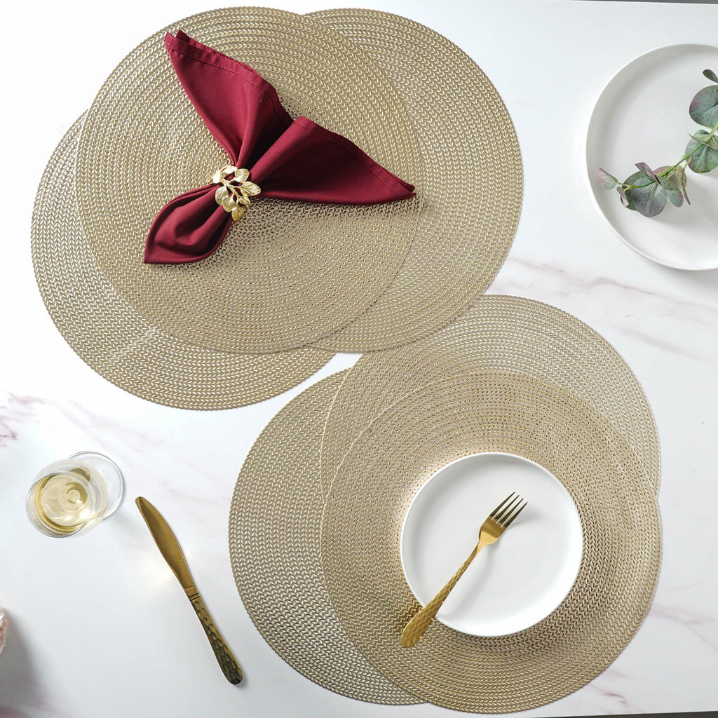 Round Gold Placemat Set of 6 Nestasia