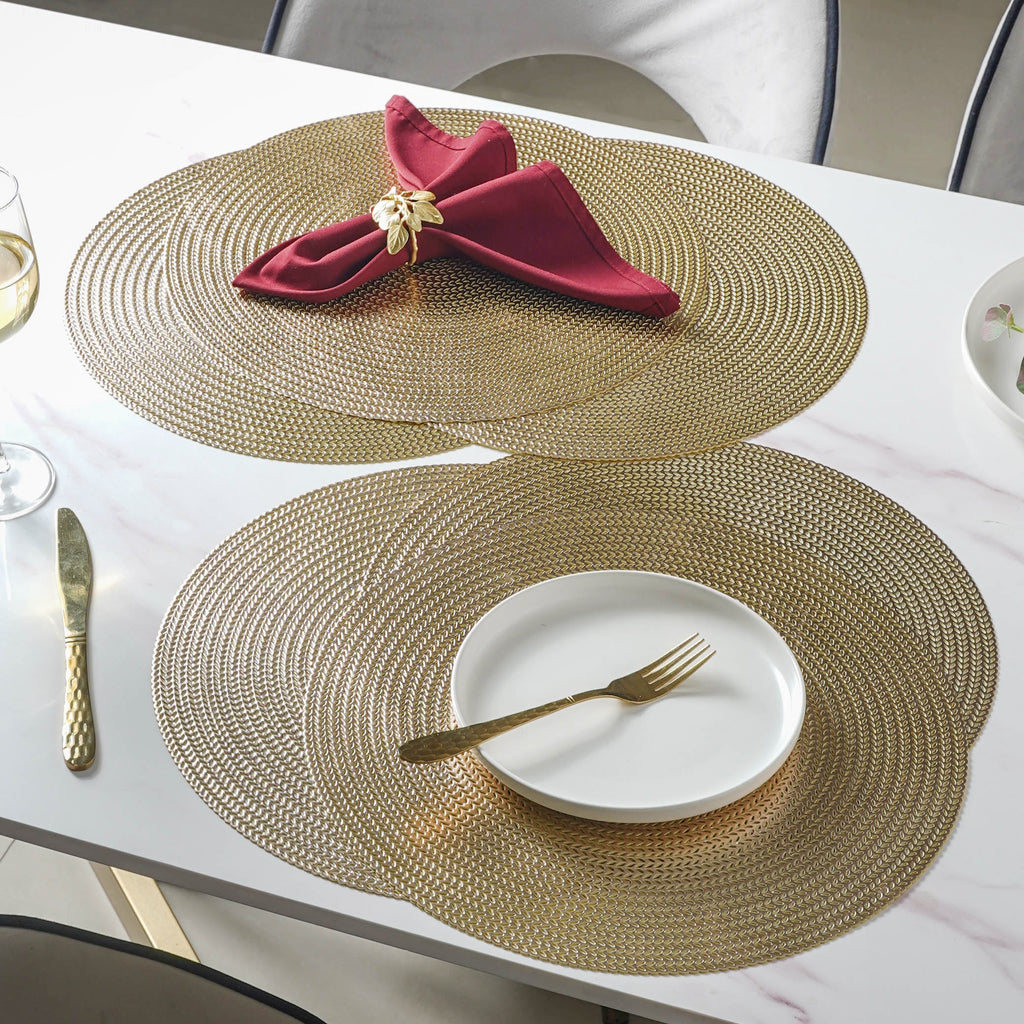 Round Gold Placemat Set of 6 Nestasia