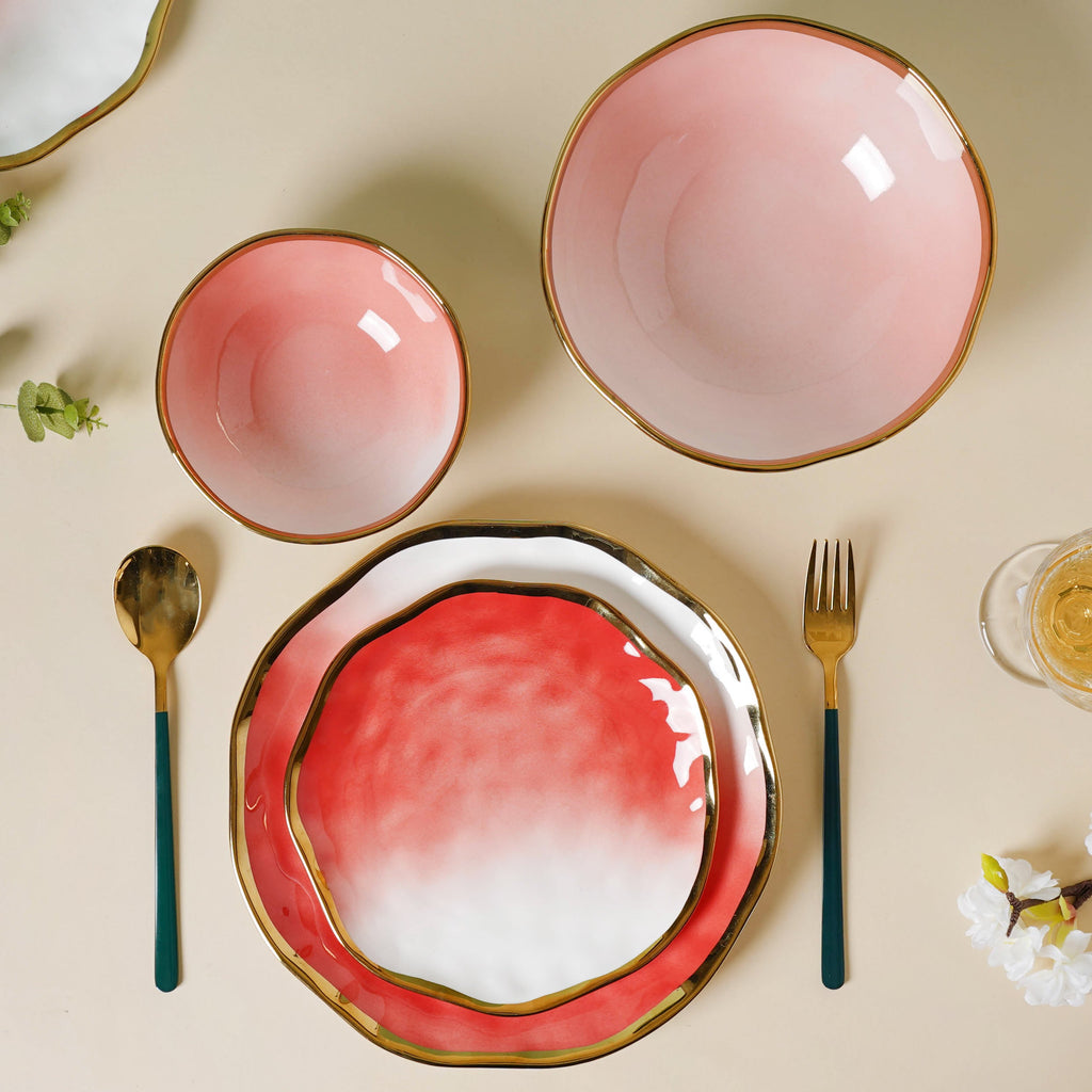 Pink Ombre 21 Piece Dinner Set For 6 Nestasia
