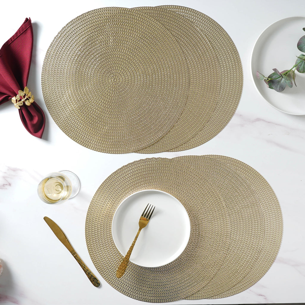 Round Gold Placemat Set of 6 Nestasia