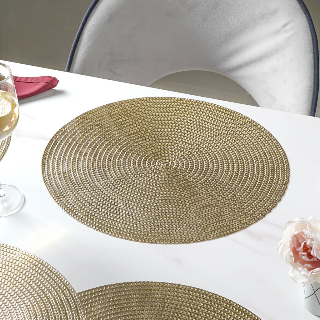 Round Gold Placemat Set of 6 Nestasia