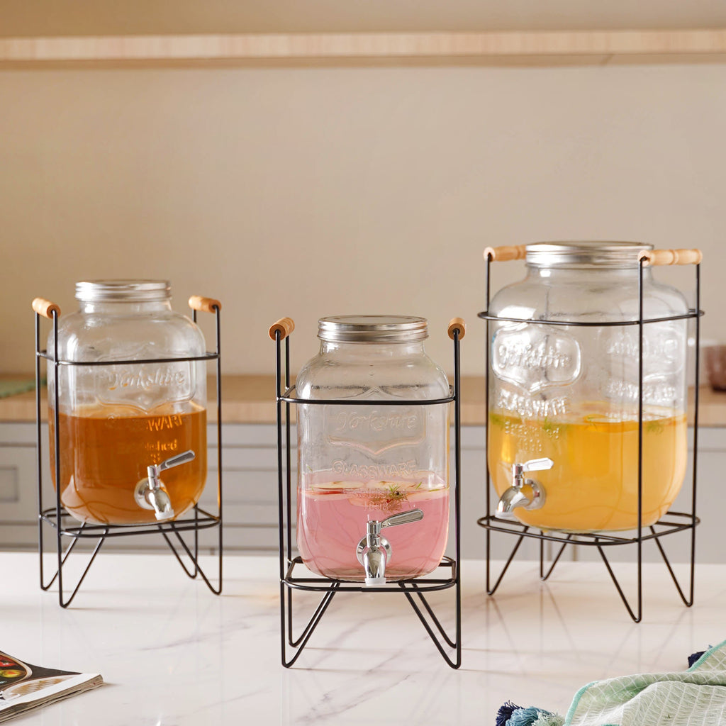 Glass Drink Dispenser With Stand Nestasia