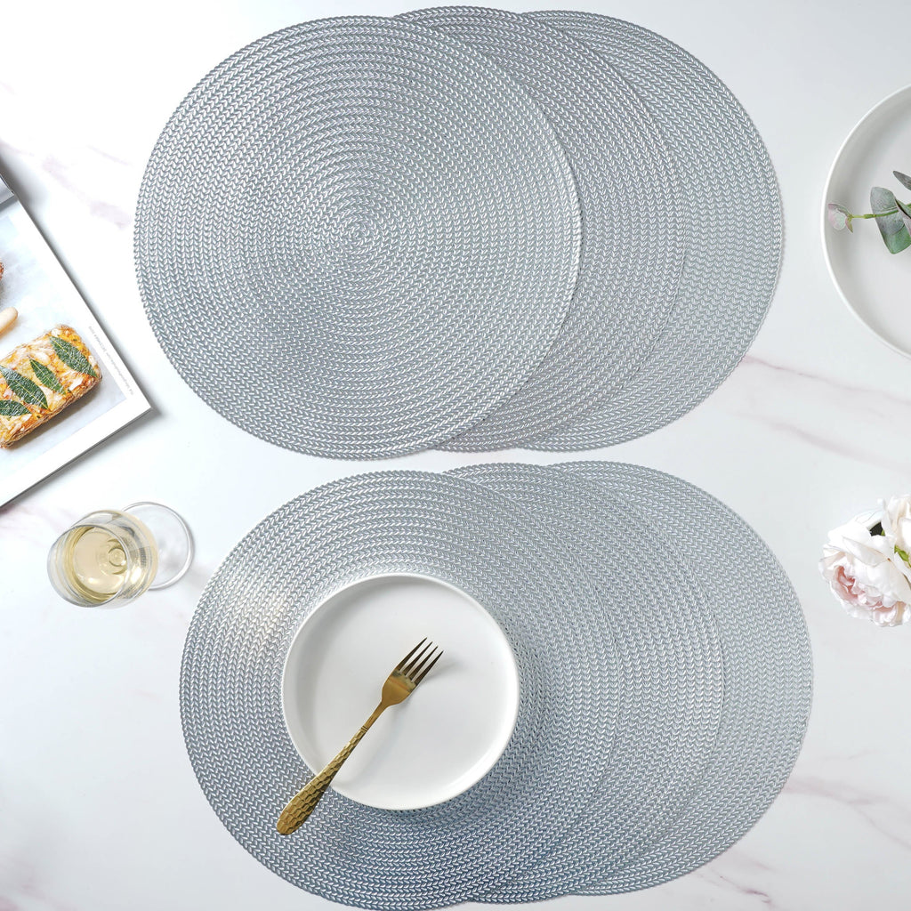 Round Silver Placemat Set of 6 Nestasia