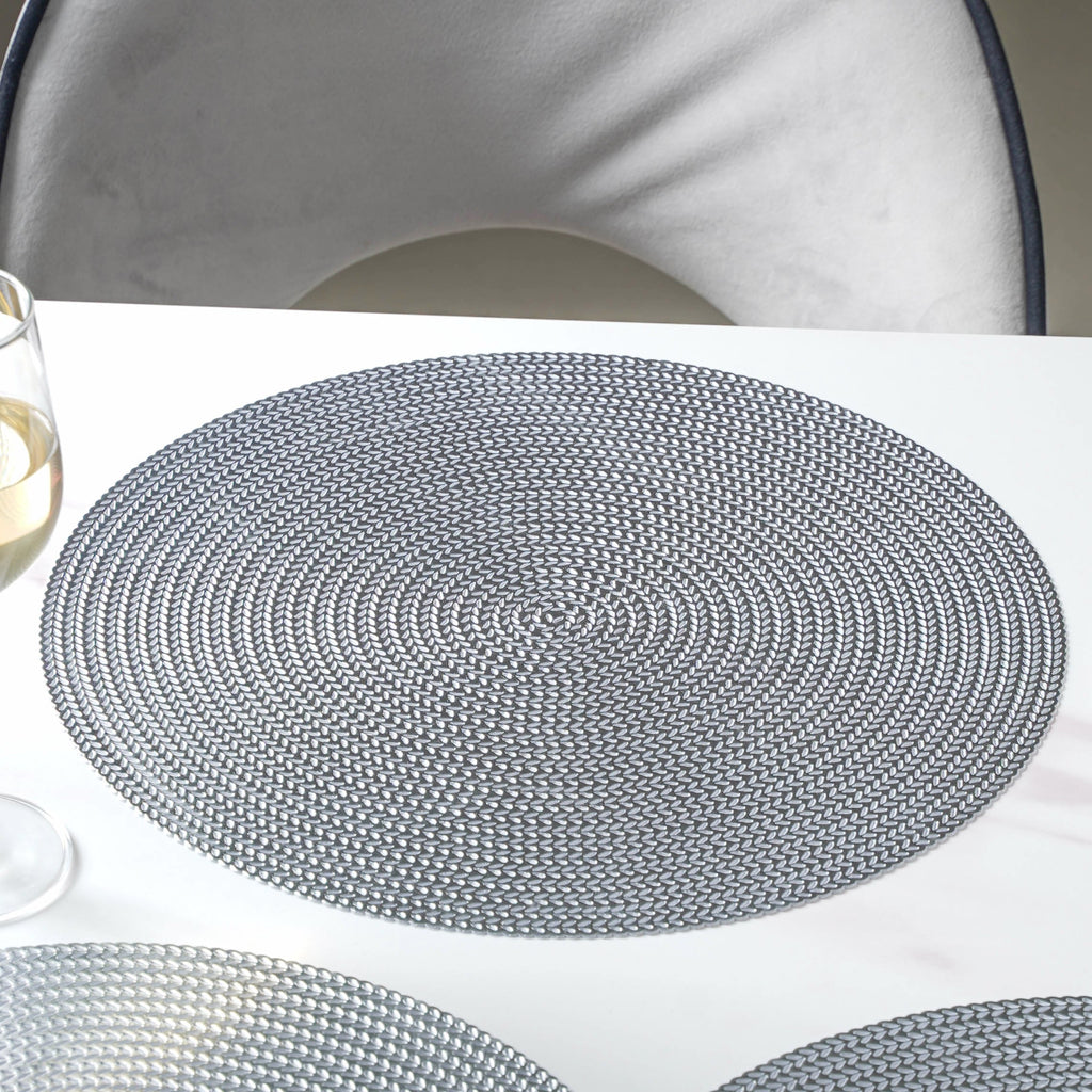 Round Silver Placemat Set of 6 Nestasia