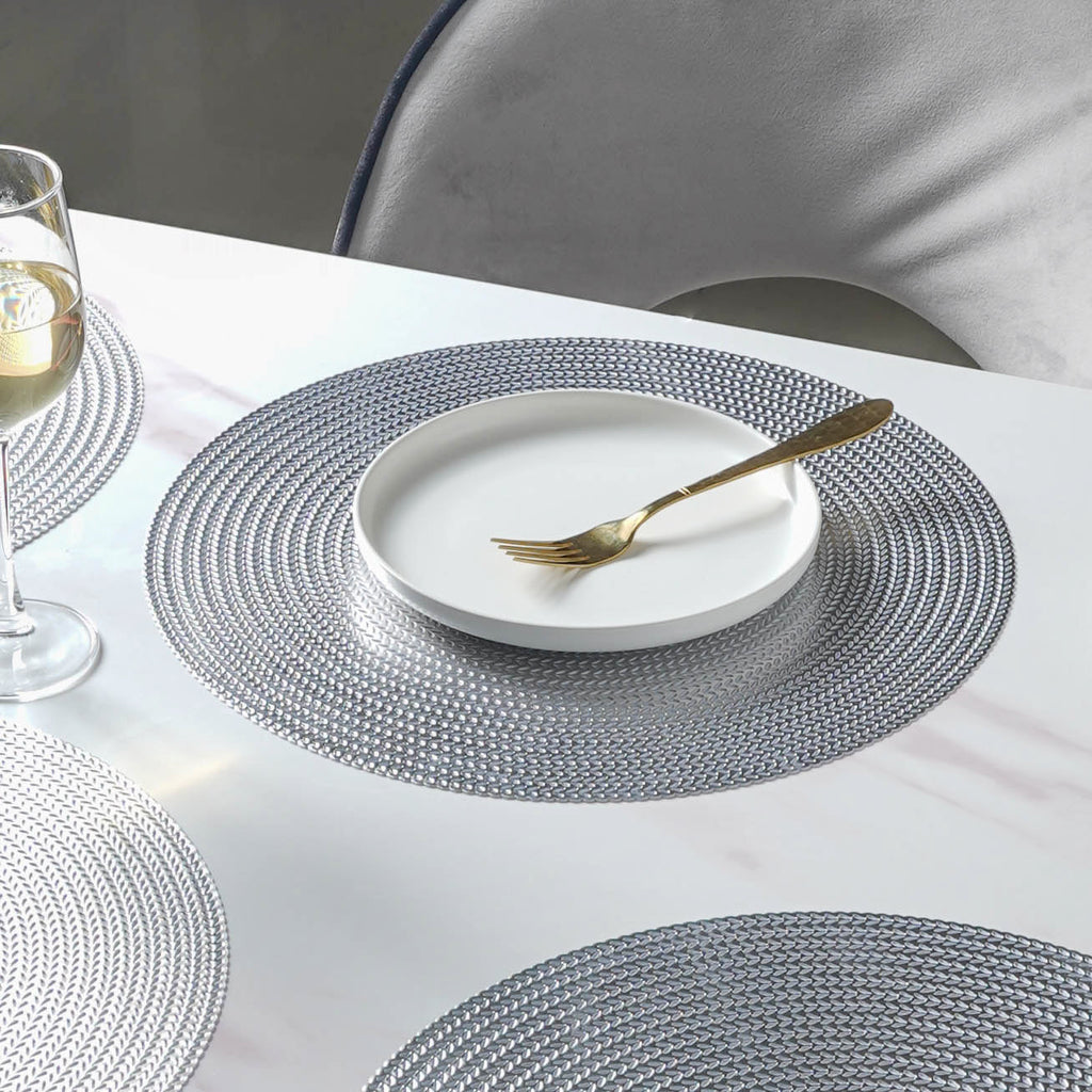 Round Silver Placemat Set of 6 Nestasia