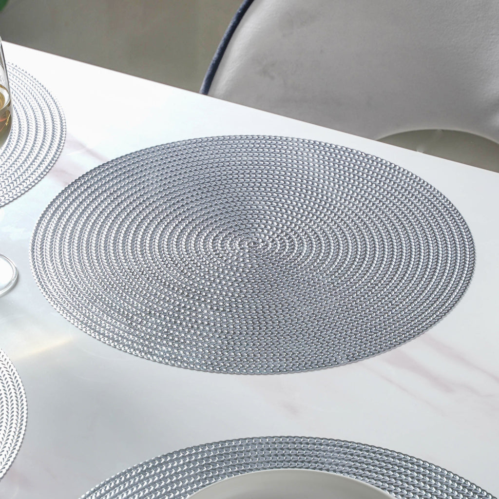 Round Silver Placemat Set of 6 Nestasia