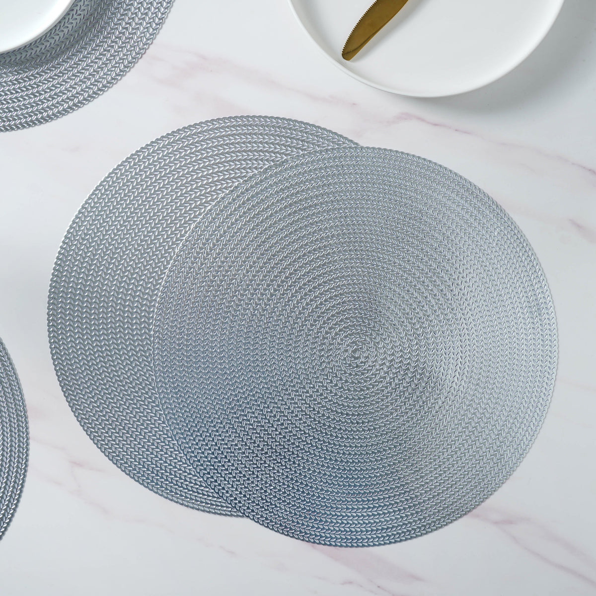 Round Silver Placemat Set of 6 Nestasia