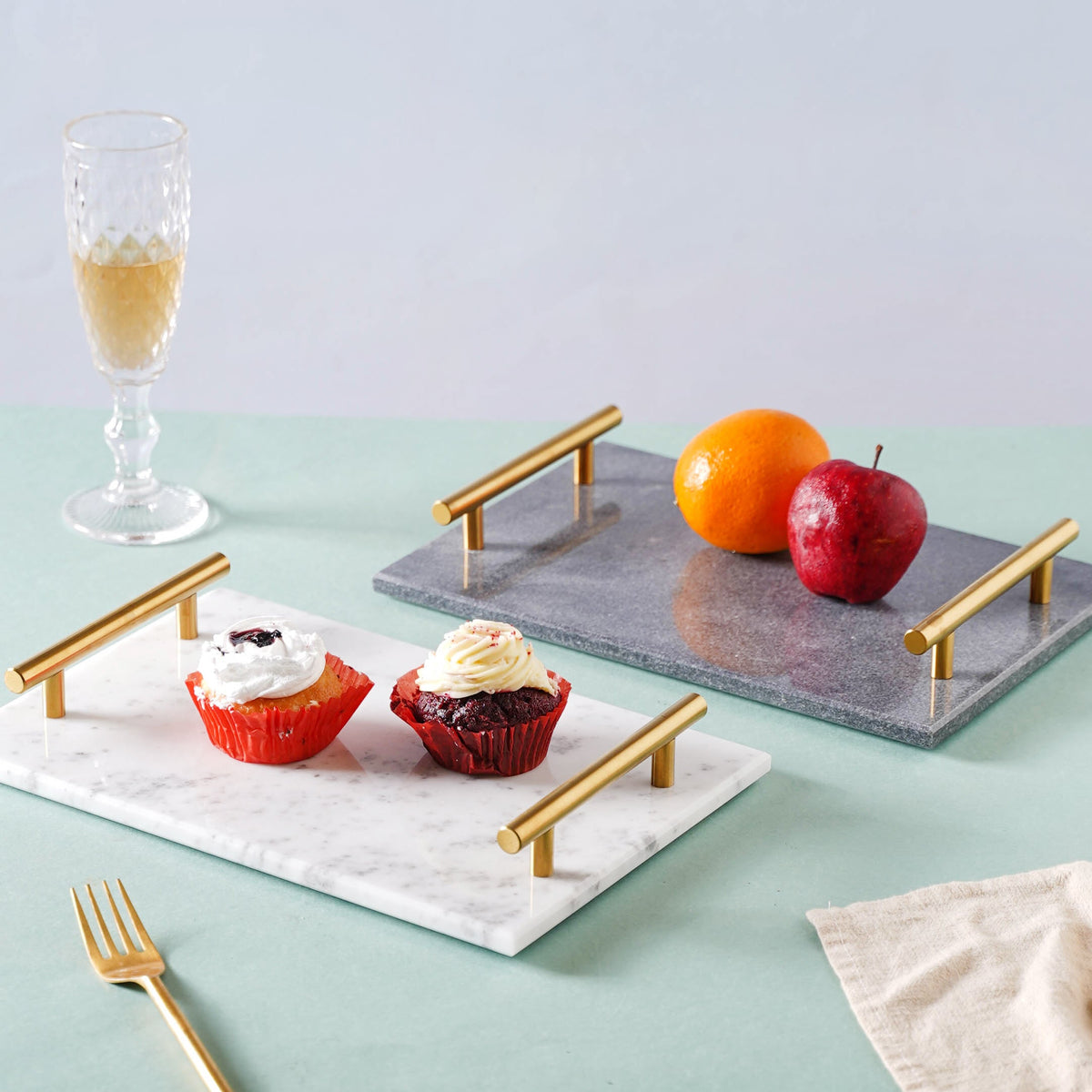 Marble Platter With Gold Handle Nestasia