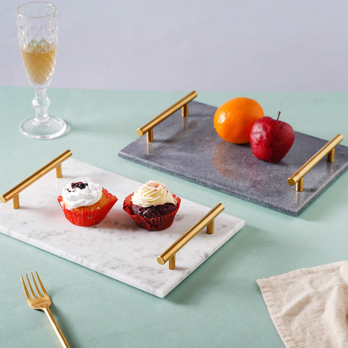 Marble Platter With Gold Handle Nestasia