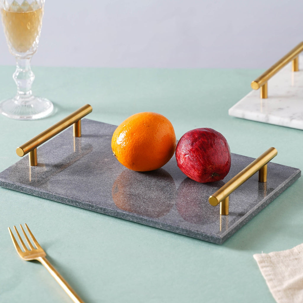 Marble Platter With Gold Handle Nestasia