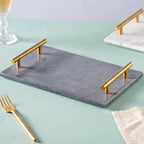 Marble Platter With Gold Handle Nestasia