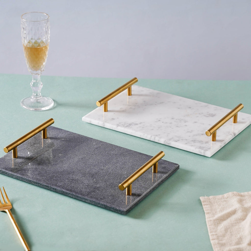 Marble Platter With Gold Handle Nestasia