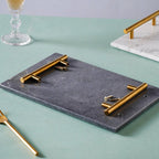Marble Platter With Gold Handle Nestasia