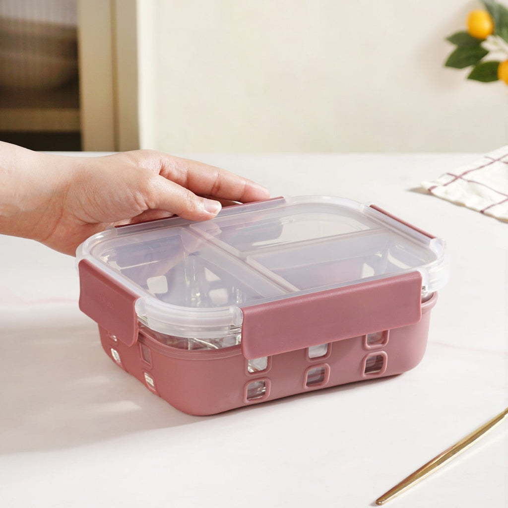 Gripso Triple Compartment Lunch Box 1000ml Mauve Nestasia