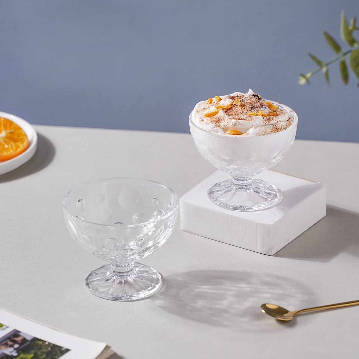 Dotty Glass Ice Cream Bowl Set of 2 Nestasia