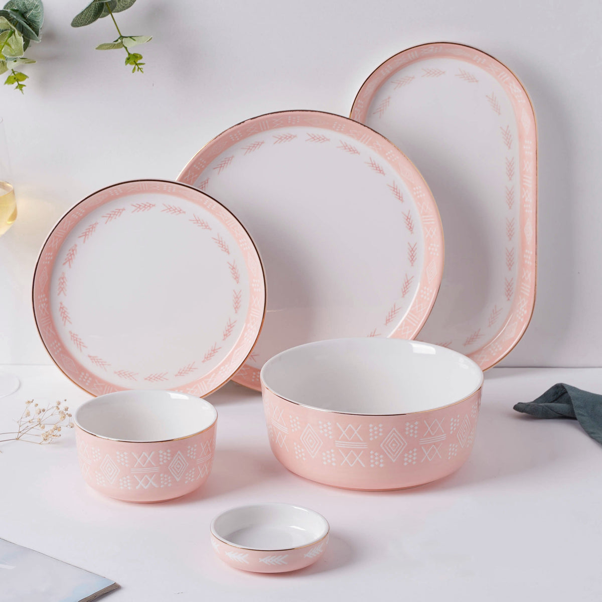 Azo Pink 27 Piece Dinner Set For 6 Nestasia