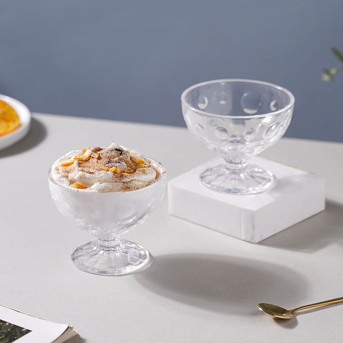 Dotty Glass Ice Cream Bowl Set of 2 Nestasia