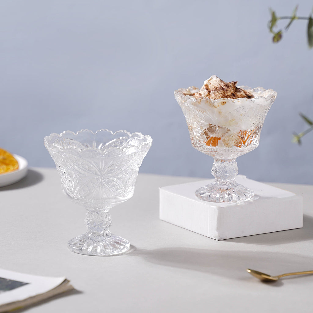 Butterfly Cut Glass Dessert Bowl Set of 2 Nestasia