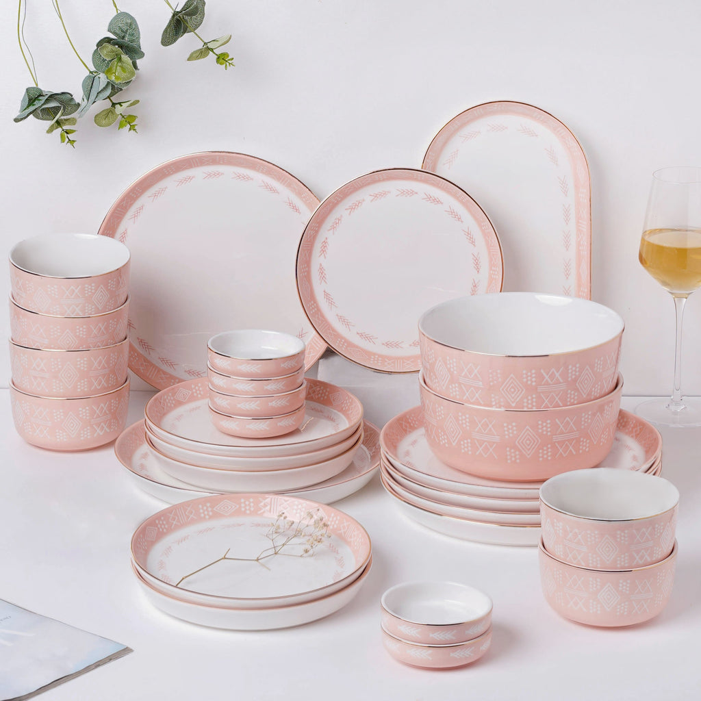 Azo Pink 27 Piece Dinner Set For 6 Nestasia