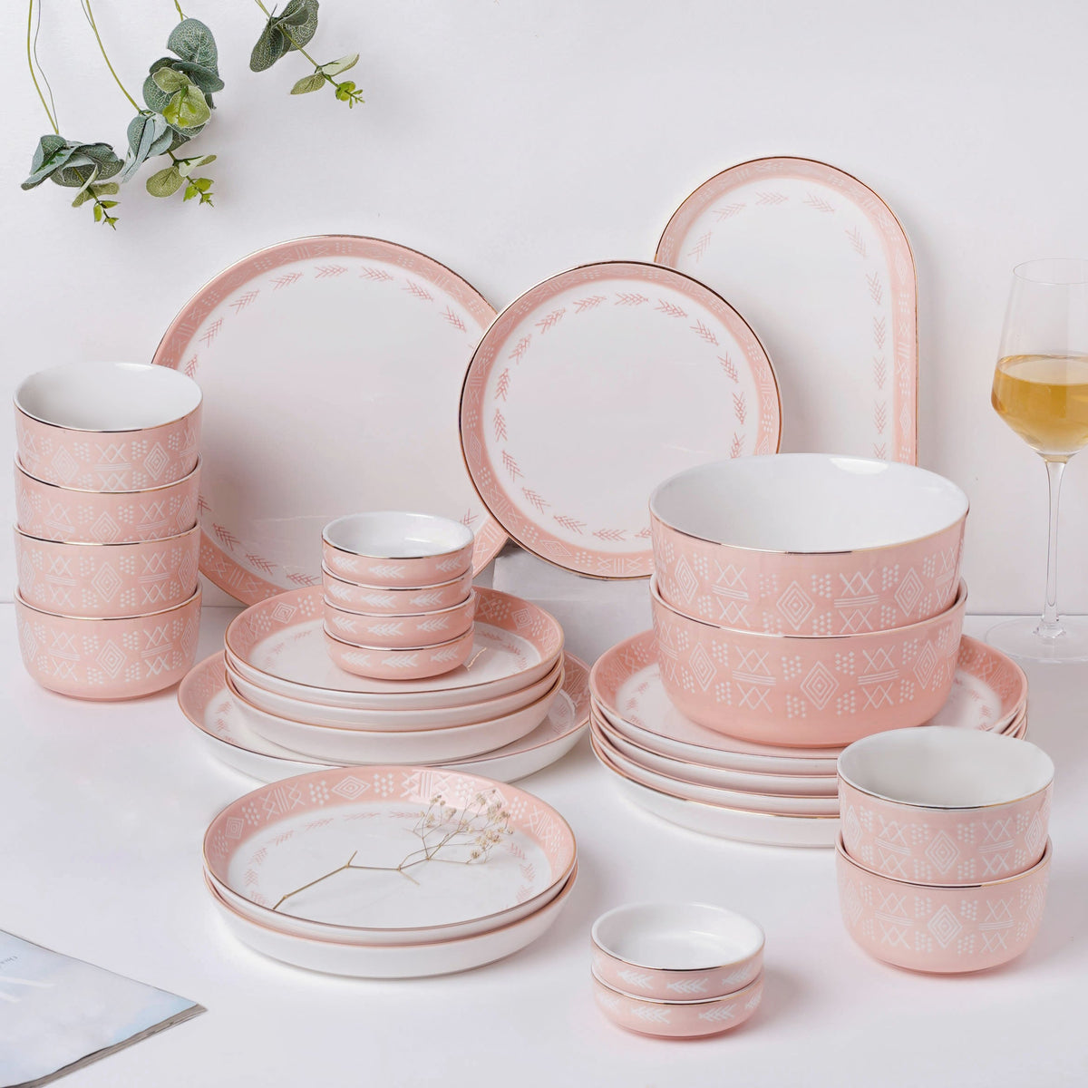 Azo Pink 27 Piece Dinner Set For 6 Nestasia
