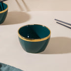 Emerald Snack Bowl Set Of 4 With Chopsticks And Soup Spoons Nestasia