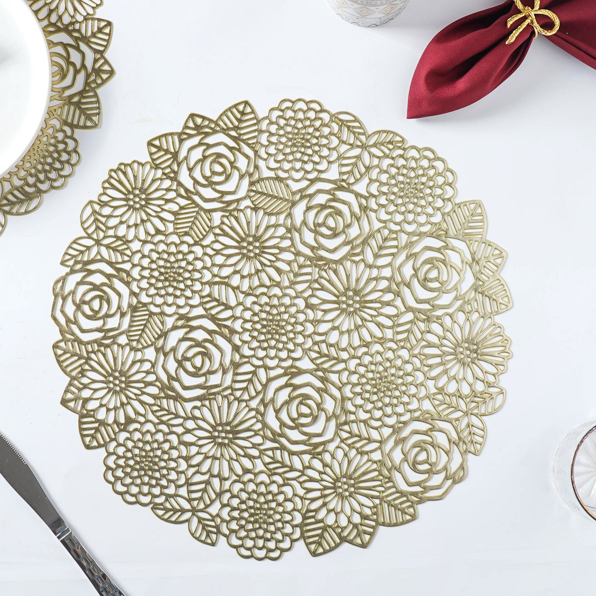 Rose Pattern Table Mat Set of 2 Nestasia