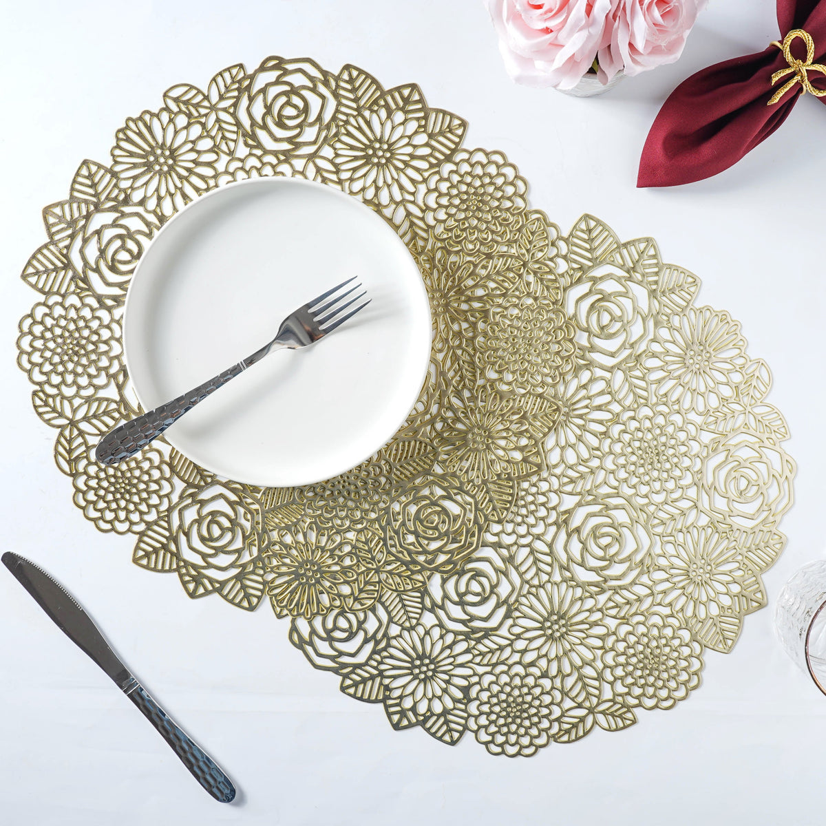 Rose Pattern Table Mat Set of 2 Nestasia