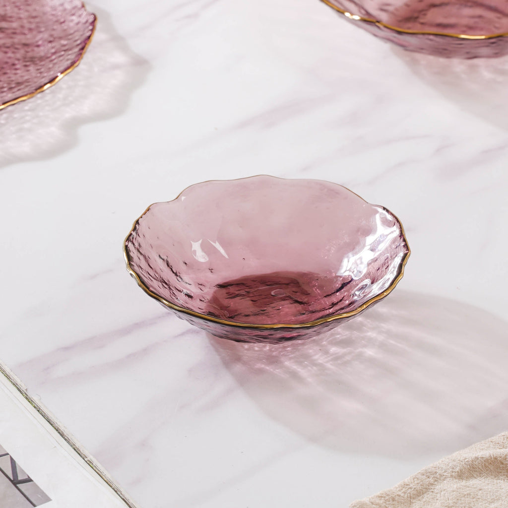 Glass Rose Dish Set of 3 Nestasia