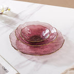 Glass Rose Dish Set of 3 Nestasia