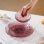 Glass Rose Dish Set of 3 Nestasia