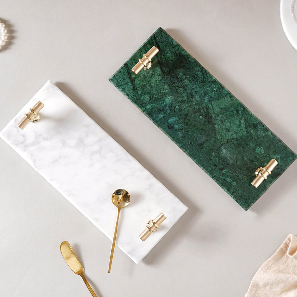 Marble Tray With Metal Handle Nestasia