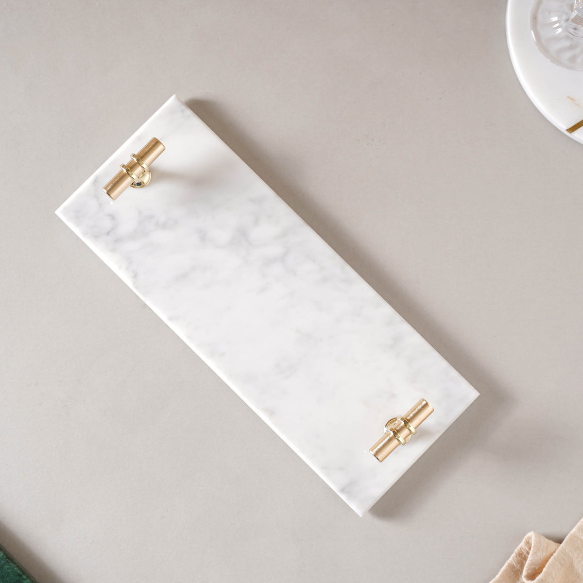 Marble Tray With Metal Handle Nestasia