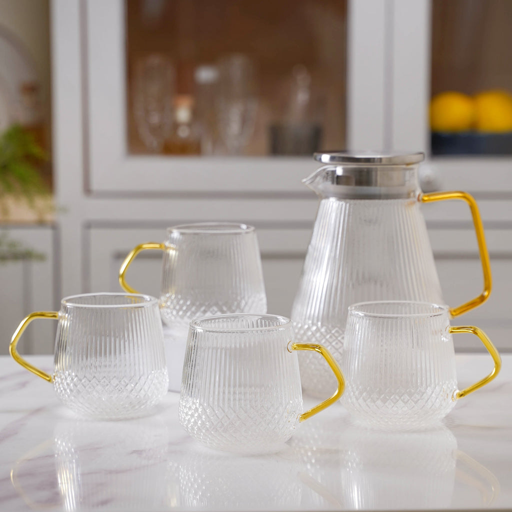 Classic Glass Tea Set of 5 Nestasia