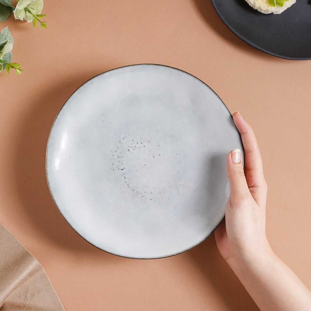 Criselda Grey Gloss Snack Plate 8 Inch Nestasia