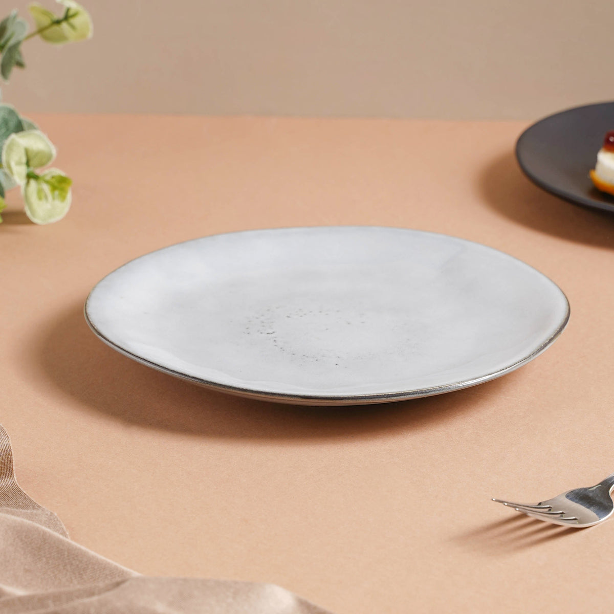 Criselda Grey Gloss Snack Plate 8 Inch Nestasia