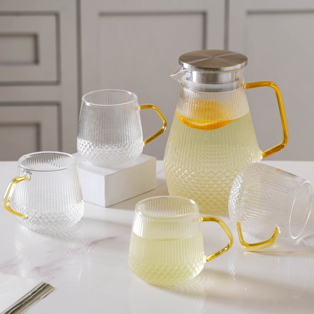 Classic Glass Tea Set of 5 Nestasia