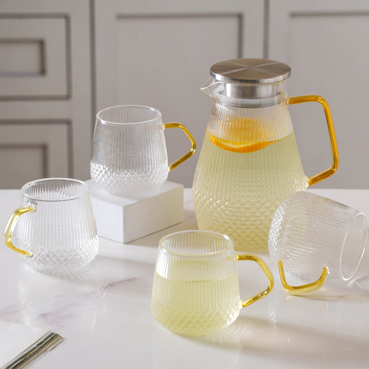Classic Glass Tea Set of 5 Nestasia