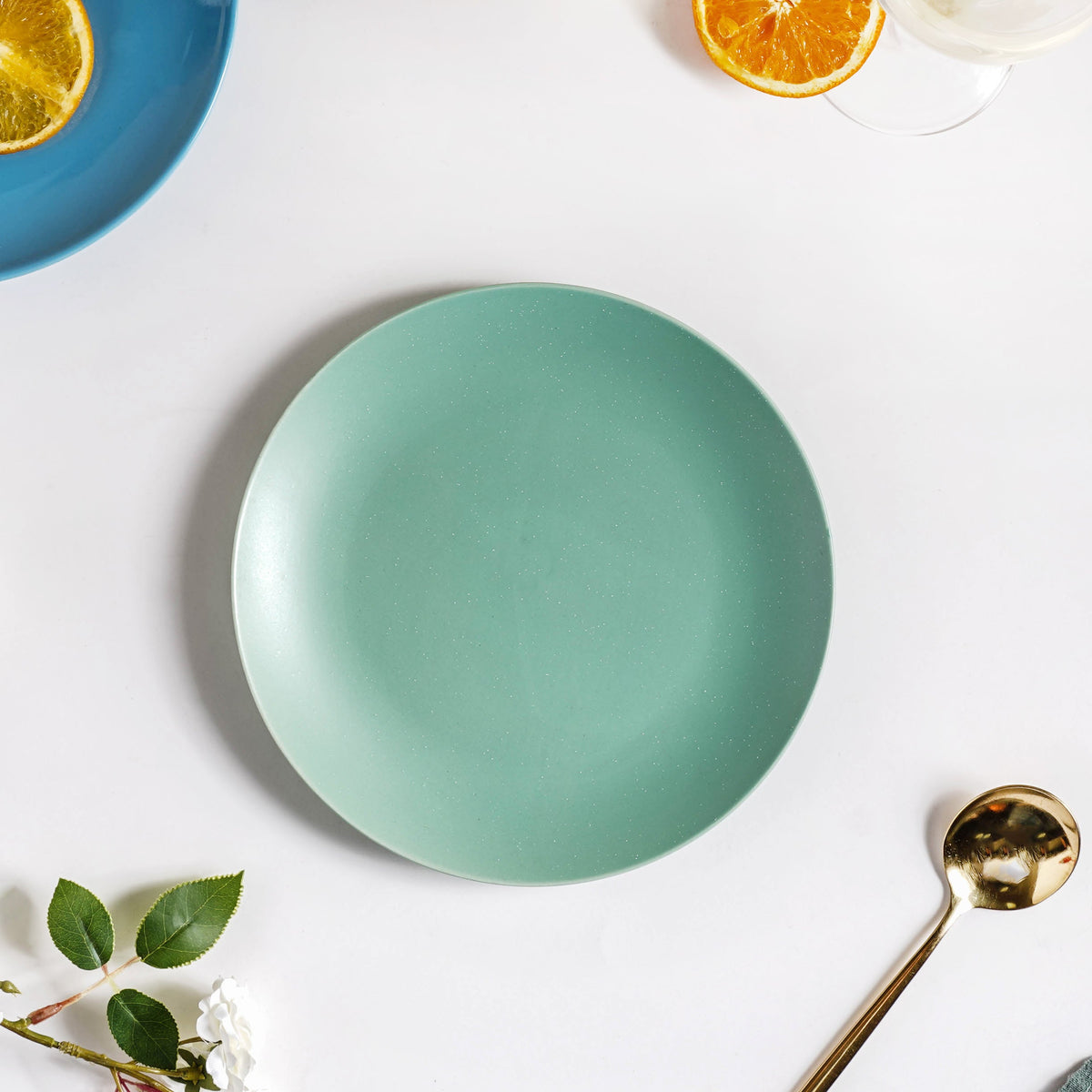Cloris Matte Green Snack Plate 8 Inch Nestasia
