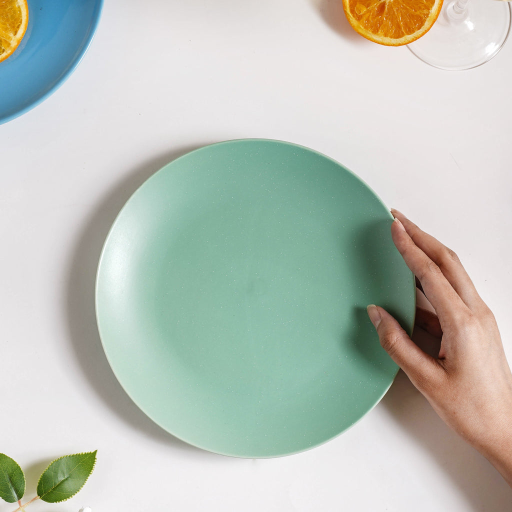 Cloris Matte Green Snack Plate 8 Inch Nestasia