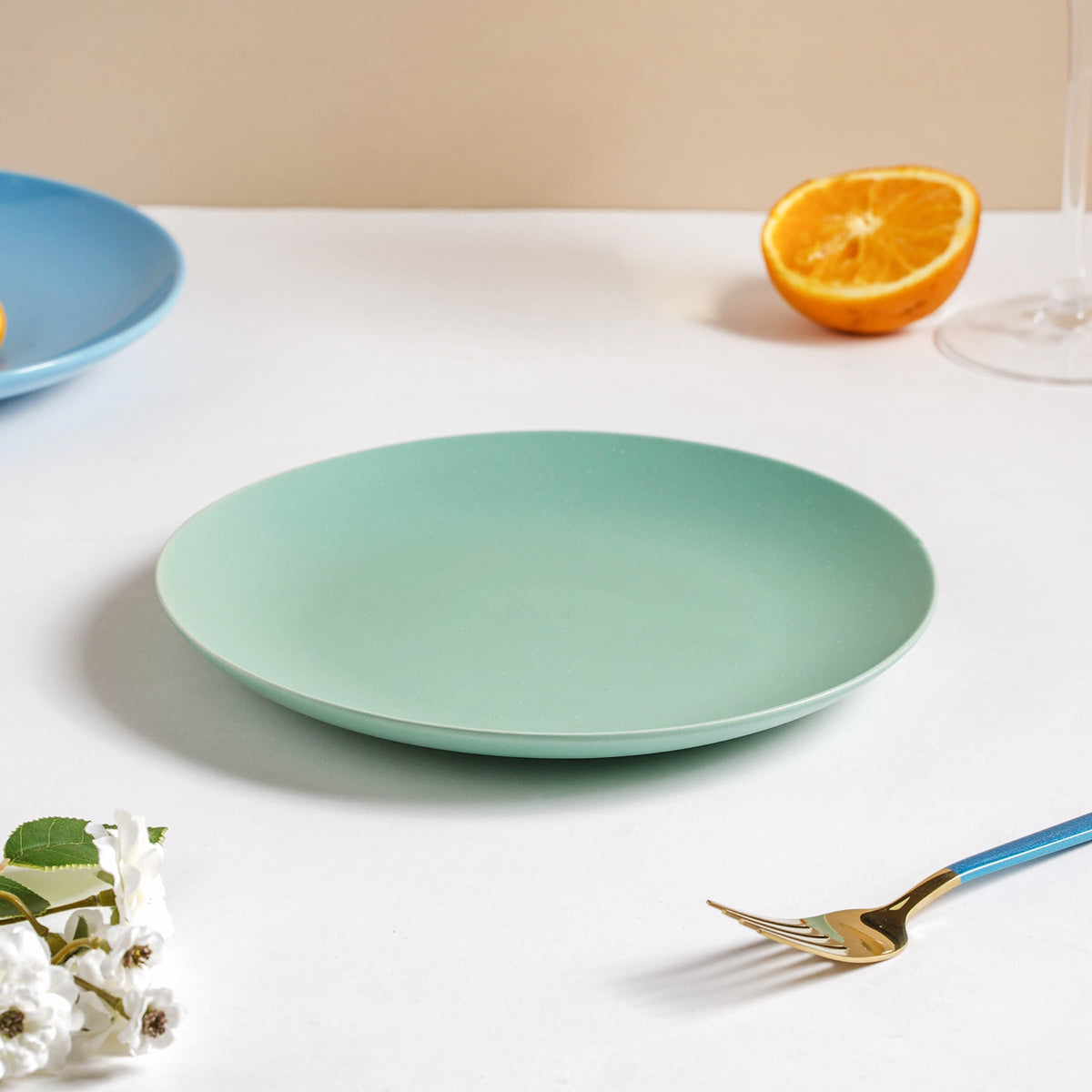 Cloris Matte Green Snack Plate 8 Inch Nestasia